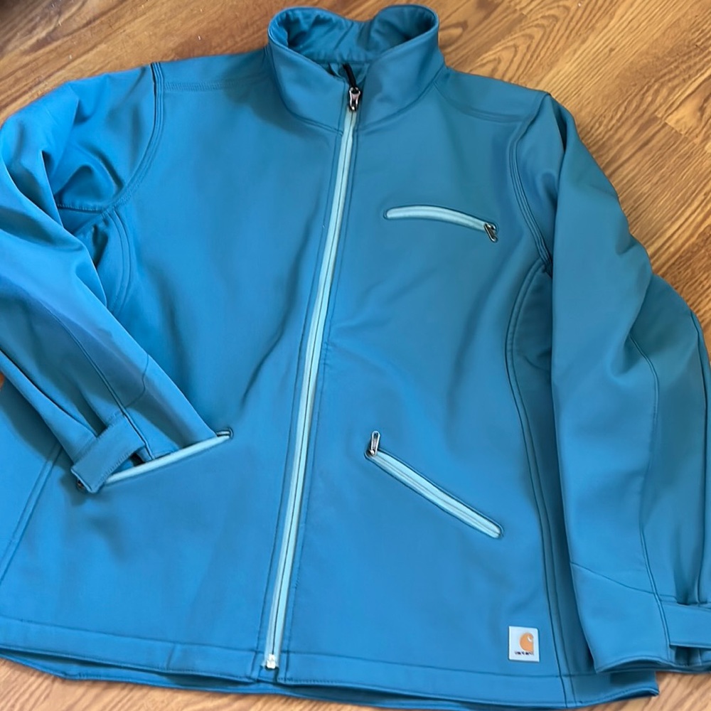 Women’s Carhartt XXL (20) teal soft shell weather resistant jacket